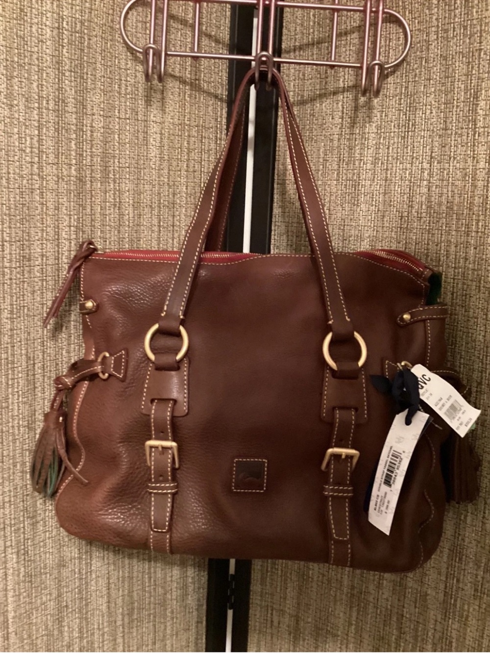 Dooney & Bourke Chestnut Brown Satchel with Gold Hardware NWT